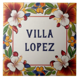 Hawaiianische Blume Blumenhaus Name Plakat Plaque Fliese