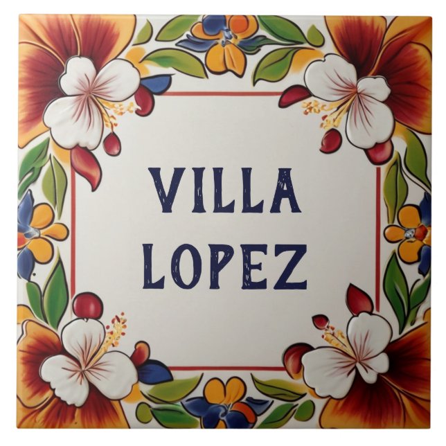Hawaiianische Blume Blumenhaus Name Plakat Plaque Fliese (Vorderseite)
