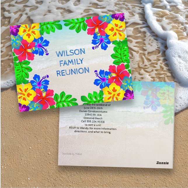 Hawaiianische Blume Border Family Wiedersehen Postkarte (Von Creator hochgeladen)