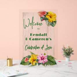 Hawaiianische Blume Hochzeitwillkommen Acrylschild