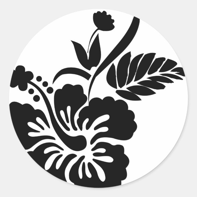 Hawaiianische Blume Runder Aufkleber (Vorderseite)