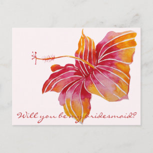 Hawaiianische Blume Werden Sie meine Bridesmädchen Einladungspostkarte