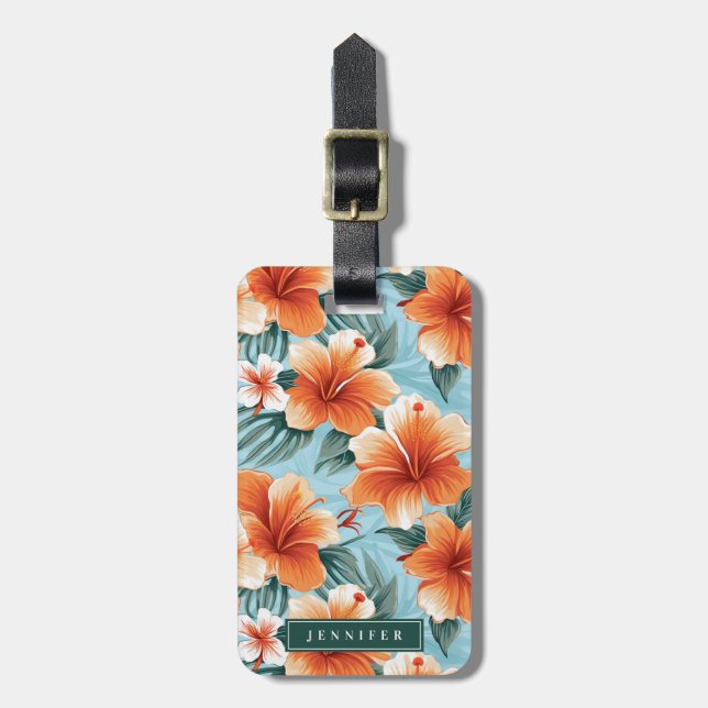 Hawaiianische Blumen Gepäckanhänger (Vorderseite vertikal)