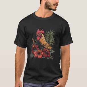 Hawaiianische Blumen-Hahn Kauai Hawaii Vint T-Shirt