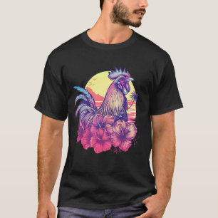 Hawaiianische Blumen-Hahn Kauai Hawaii Vint T-Shirt