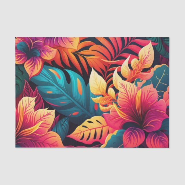 Hawaiianische Blüte helle tropische Muster Seidenpapier (Vorderseite)