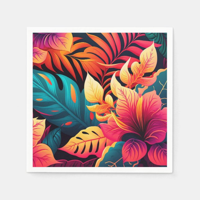 Hawaiianische Blüte helle tropische Muster Serviette (Vorderseite)