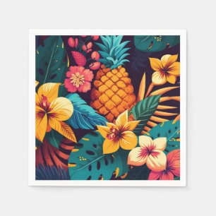 Hawaiianische Blüte tropisches Ananas Muster Serviette