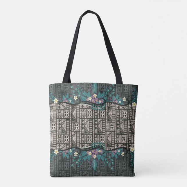 Hawaiianische botanische Tapa-Fusion Tasche (Rückseite)