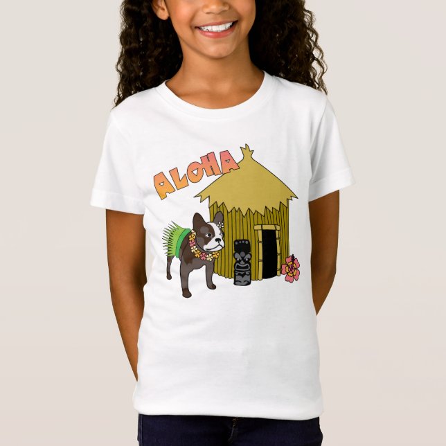 Hawaiianische Bulldoggen Hula Kid's T-Shirts (Vorderseite)