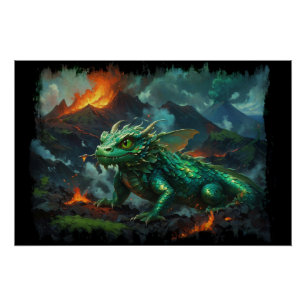 Hawaiianische Drache-Erwärmung selbst auf Lava Poster