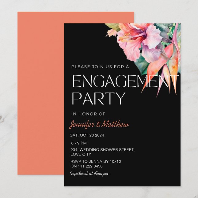 Hawaiianische Engagement-Partei für tropischen Hib Einladung (Vorne/Hinten)