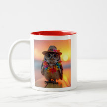 Hawaiianische Eule mit einer lei-Halskette-Tasse