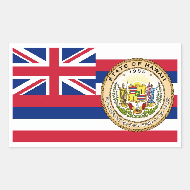 Hawaiianische Flagge & Siegel, Flagge Hawaiis Rechteckiger Aufkleber (Vorderseite)