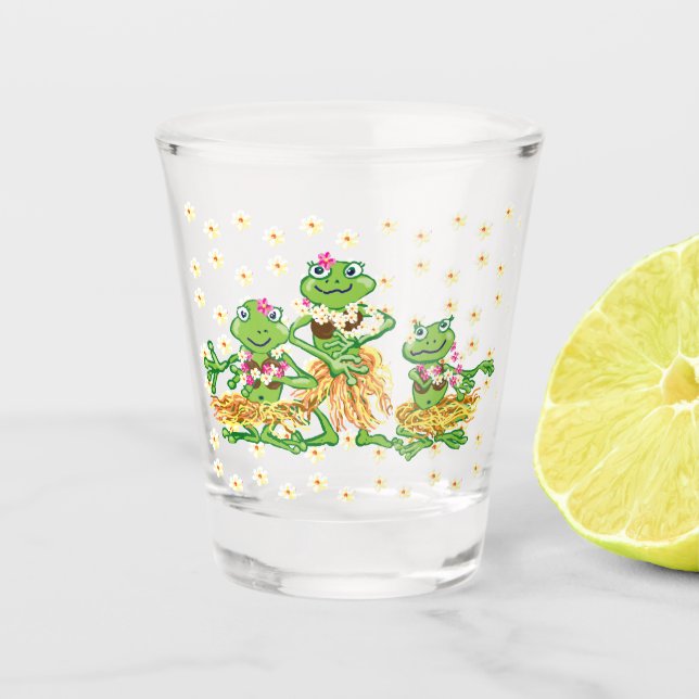 Hawaiianische Froschschweine-Mädchen und Frangipan Schnapsglas (Vorderseite)