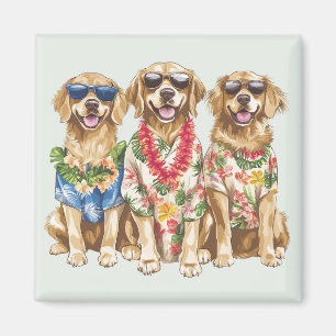 Hawaiianische Golden Retriever Hunde Blumen Lei Magnet