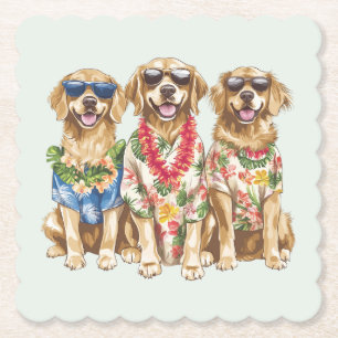 Hawaiianische Golden Retriever Hunde Blumen Lei Untersetzer