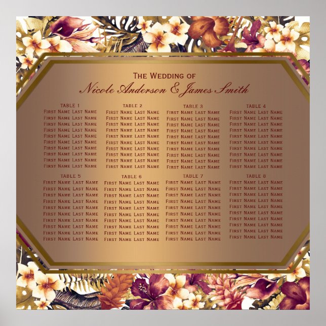 Hawaiianische Golden Tropics Hochzeitstabelle Poster (Vorne)