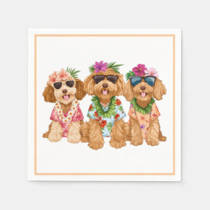 Hawaiianische Goldendoodle-Hunde Blumen-Lai Serviette