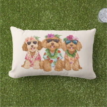 Hawaiianische Goldendoodle-Hunde Blumen-Lei