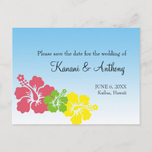 Hawaiianische Hibiskus Blume Preppy pink Save the  Ankündigungspostkarte