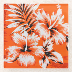 Hawaiianische Hibiskus-Blumen Hintergrund Glasuntersetzer