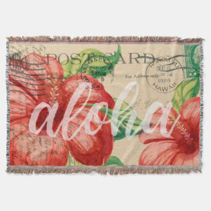 Hawaiianische Hibiskus-Postkarte im Vintage-Stil Decke