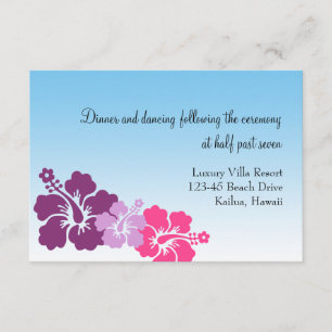 Hawaiianische Hibiskusblüten lila Hochzeitseinschl Begleitkarte