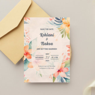 Hawaiianische Hochzeit rettet das Datum der Einlad Einladung