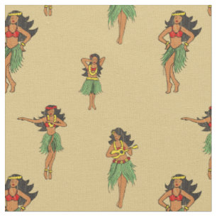 Hawaiianische Hula tanzende Mädchen Vintage-Muster Stoff