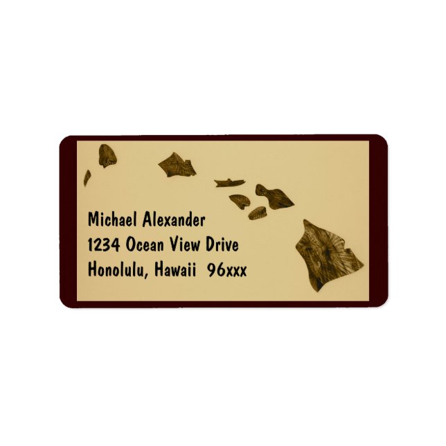 Hawaiianische Inselkarte Adressaufkleber (Vorne)