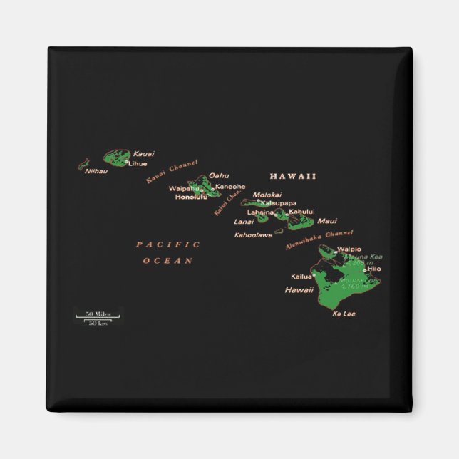 Hawaiianische Inselkarte Magnet (Vorne)