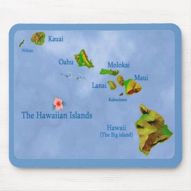 Hawaiianische Inselkarte Mousepad (Vorne)