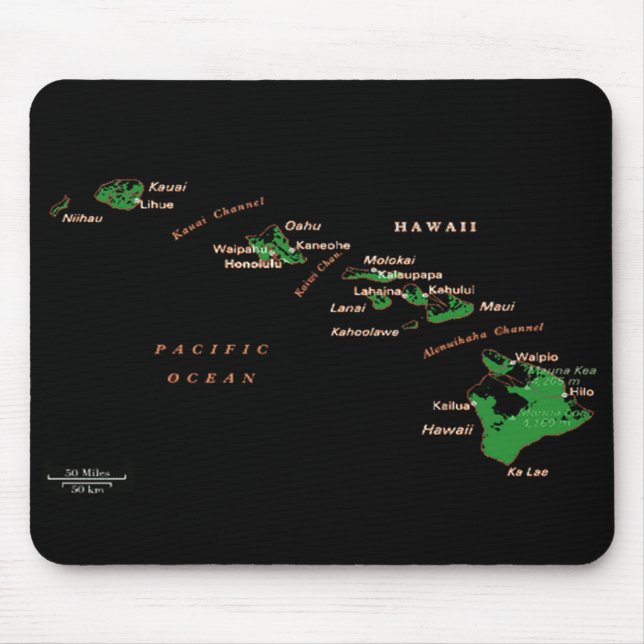 Hawaiianische Inselkarte Mousepad (Vorne)
