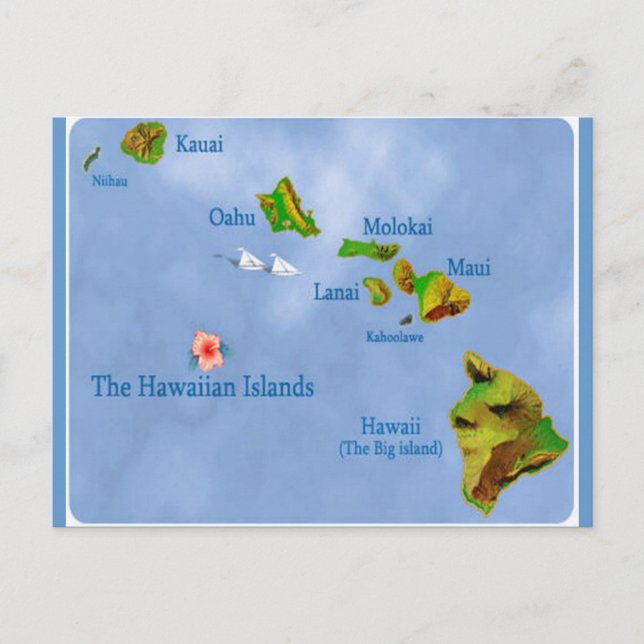 Hawaiianische Inselkarte Postkarte (Vorderseite)
