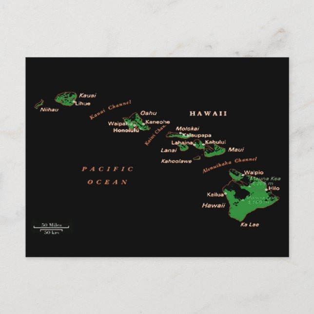 Hawaiianische Inselkarte Postkarte (Vorderseite)