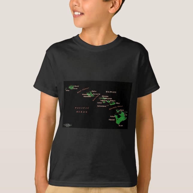 Hawaiianische Inselkarte T-Shirt (Vorderseite)