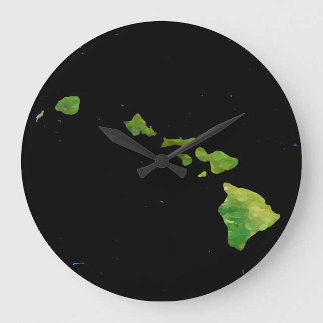 Hawaiianische Inselkette Abstrakt Art Clock Große Wanduhr (Vorderseite)