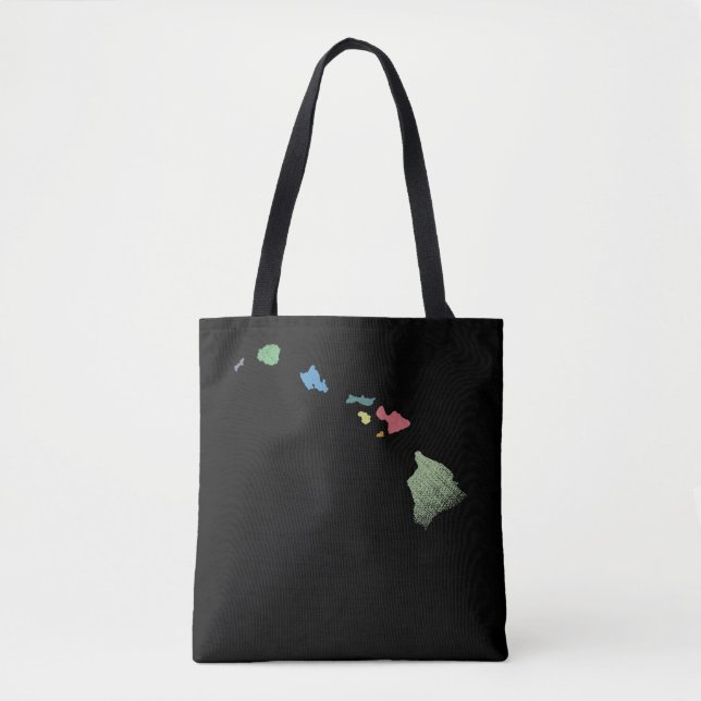 Hawaiianische Inseln Farbenfrohe Karte Hawaii Inse Tasche (Vorderseite)
