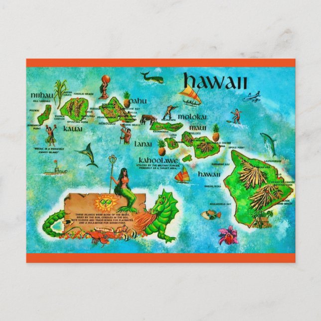 Hawaiianische Inseln Fun Karte Postkarte (Vorderseite)