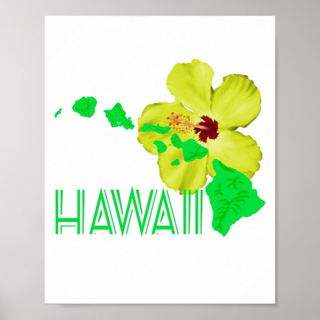 Hawaiianische Inseln Gelber Hibiskus Blume Poster (Vorne)