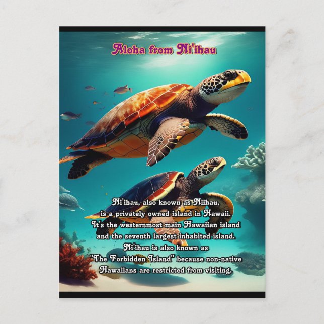 Hawaiianische Inseln Niihau Aloha Postkarte (Vorderseite)