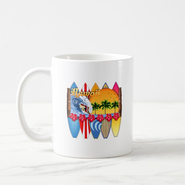 Hawaiianische Inseln Surfen Kaffeetasse (Links)