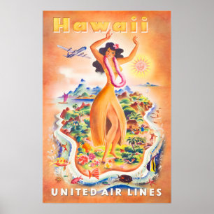 Hawaiianische Kunst Hawaii Druck Vereinigte Reisep Poster