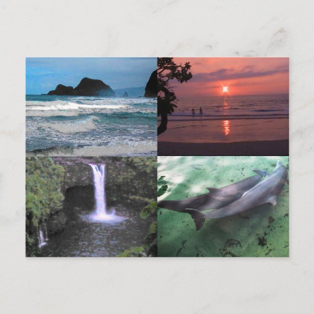 Hawaiianische Landschaft Vier Foto Aloha Hawaii Postkarte (Vorderseite)