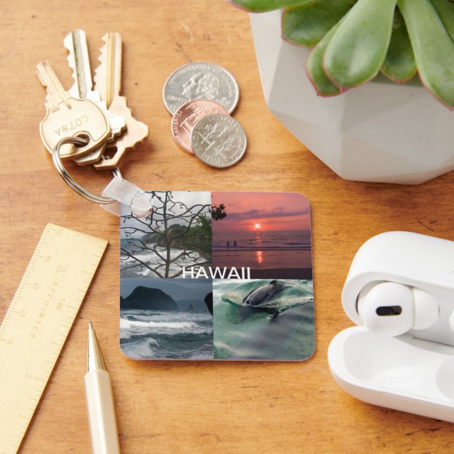 Hawaiianische Landschaft Vier Foto Hawaii Schlüsselanhänger (Schreibtisch)