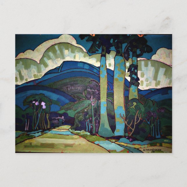 Hawaiianische Landschaftsmalerei Postkarte (Vorderseite)