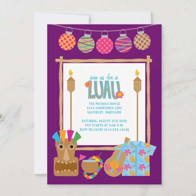 Hawaiianische Luau-Party Einladungen (Vorderseite)
