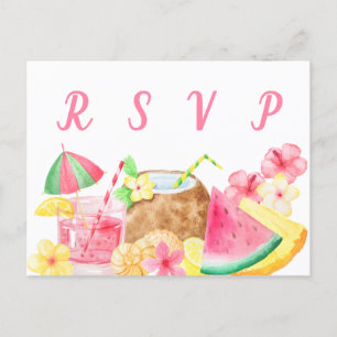 Hawaiianische Luau-Themen-Tropenparty-RSVP Einladungspostkarte