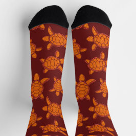 Hawaiianische Meeresschildkröte Gemustert Burgund  Socken